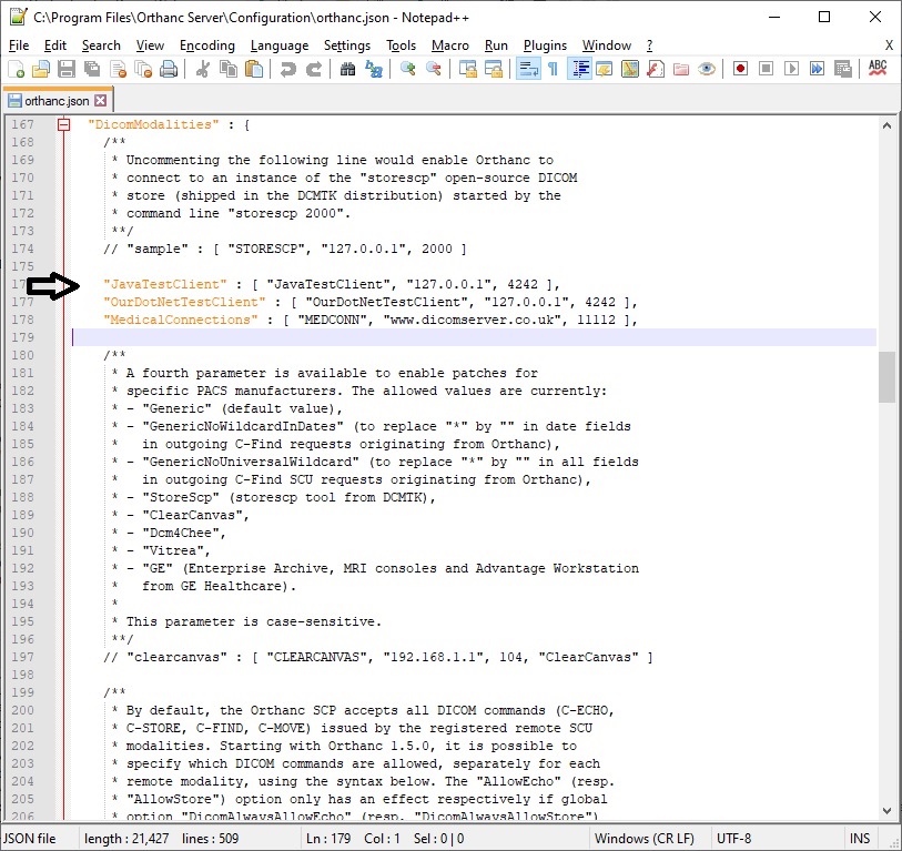 Orthanc Configuration File Settings